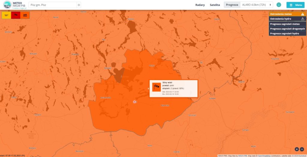 zagrożenie dla miasta Pisz