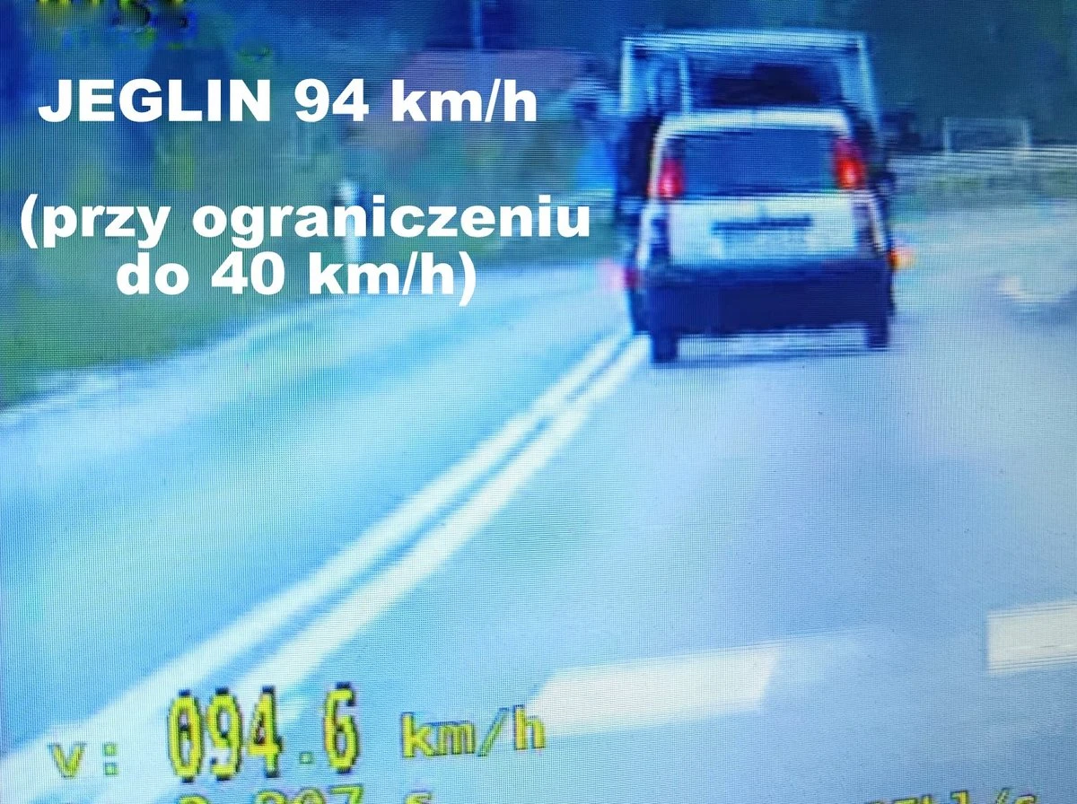 Policyjne zdjęcie z pomiarem prędkości – 94 km/h w Jeglinie